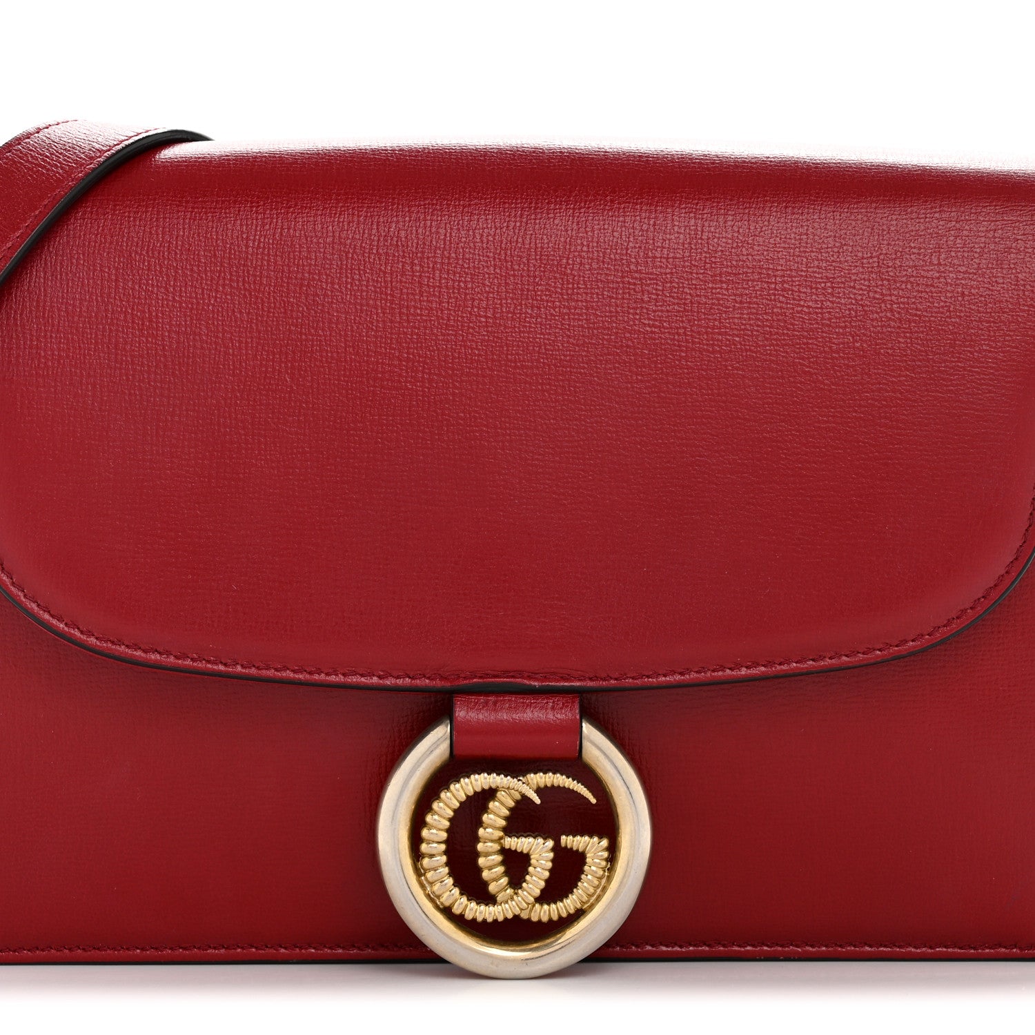 Gucci Textured Calfskin Small Torchon GG Ring Shoulder Bag New Cherry Red 8 of 14