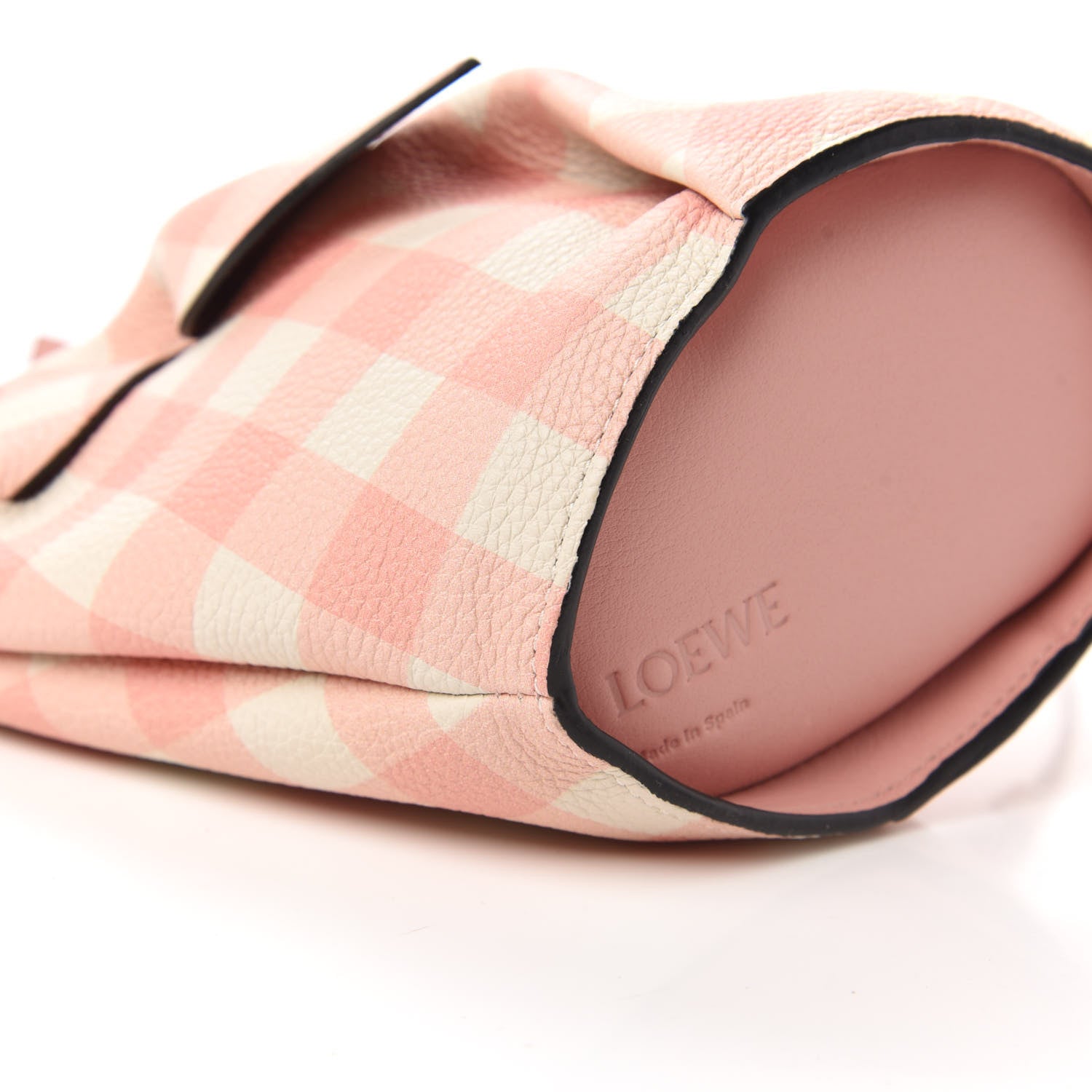 Loewe Calfskin Shearling Gingham Mini Bunny Crossbody Bag Pink 6 of 10