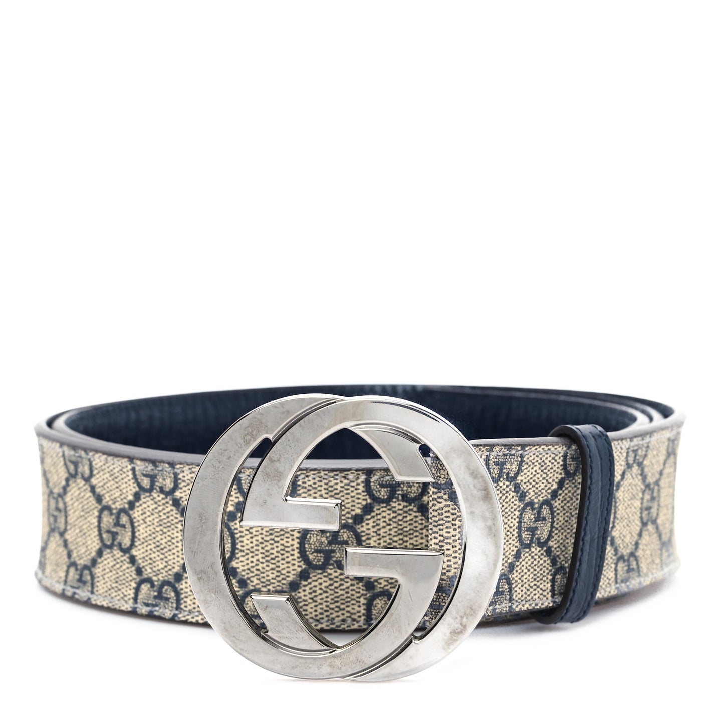 GG Supreme Monogram Selleria Calfskin Interlocking G 40mm Belt 110 44 Navy