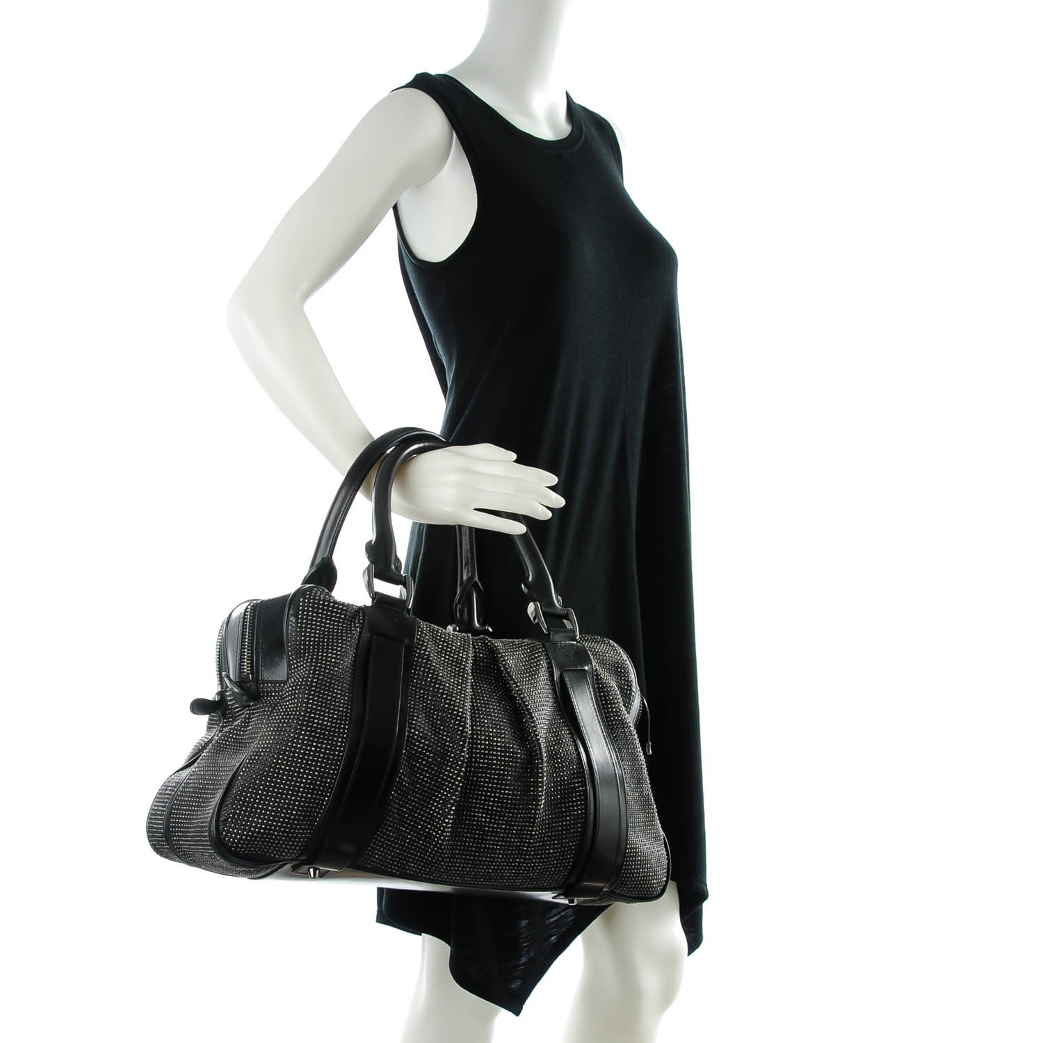 Burberry Prorsum Calfskin Studded Knight Satchel Black 2 of 7