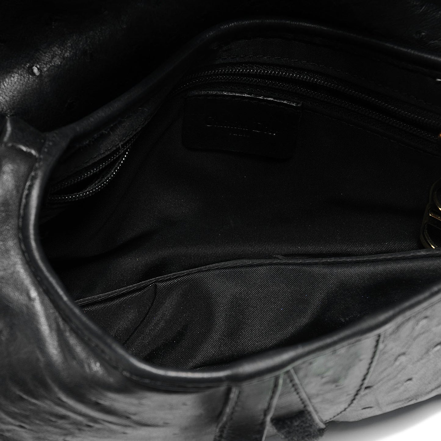 Ostrich Saddle Bag Black