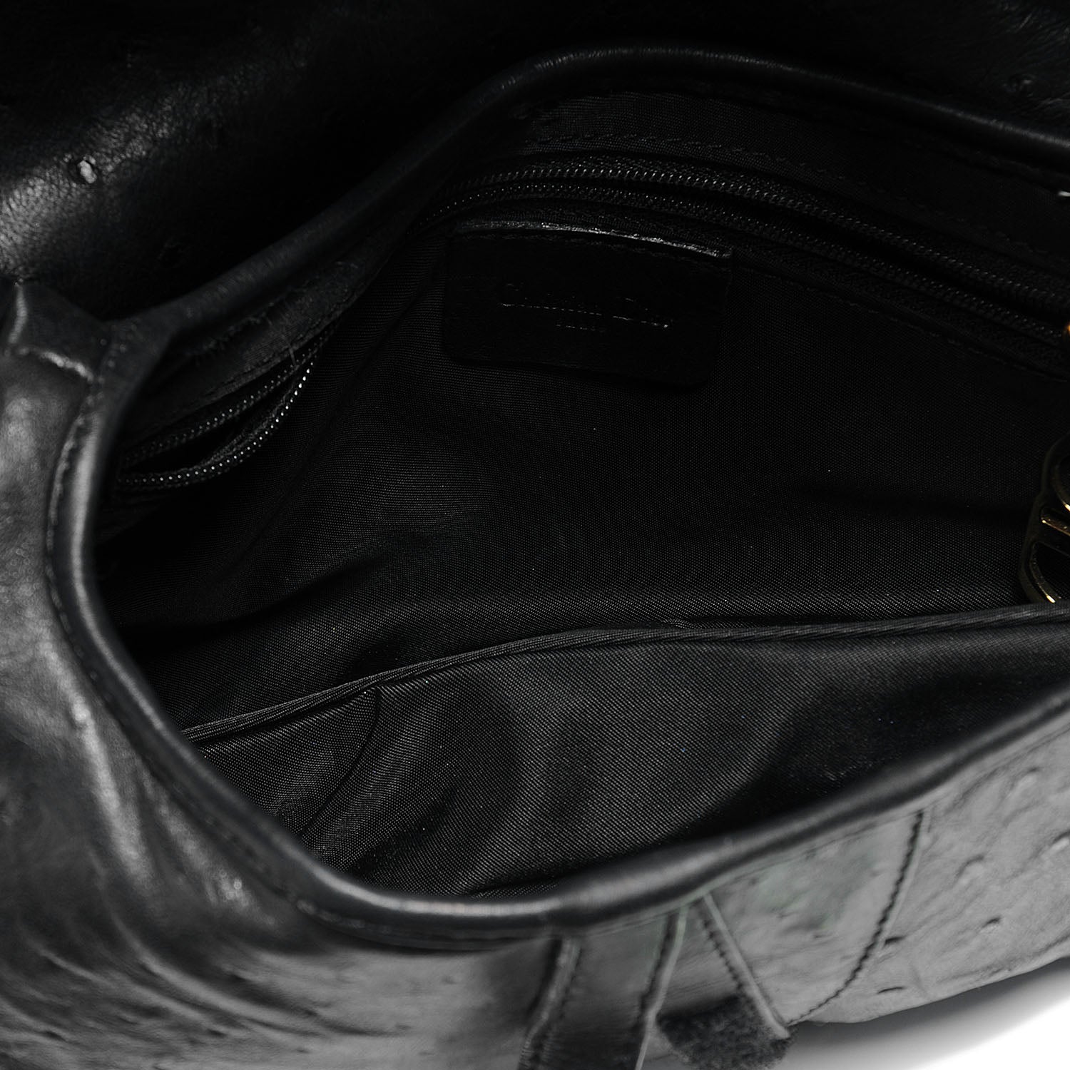 Christian Dior Ostrich Saddle Bag Black 5 of 7