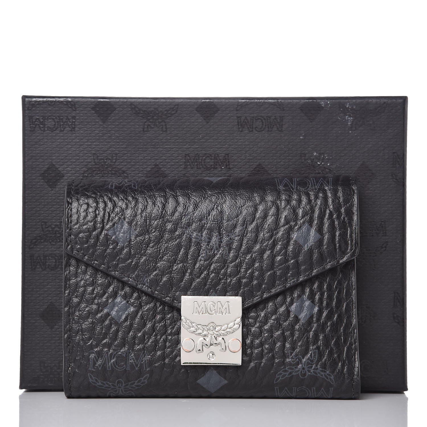 MCM Visetos Compact Wallet Black 9 of 9