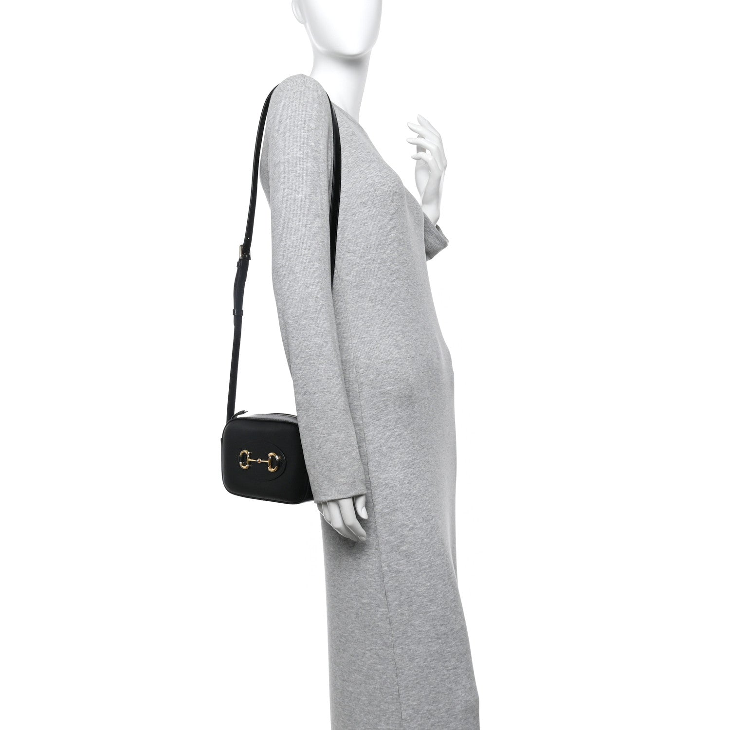 Gucci Calfskin Mini Horsebit 1955 Camera Shoulder Bag  Black 2 of 11
