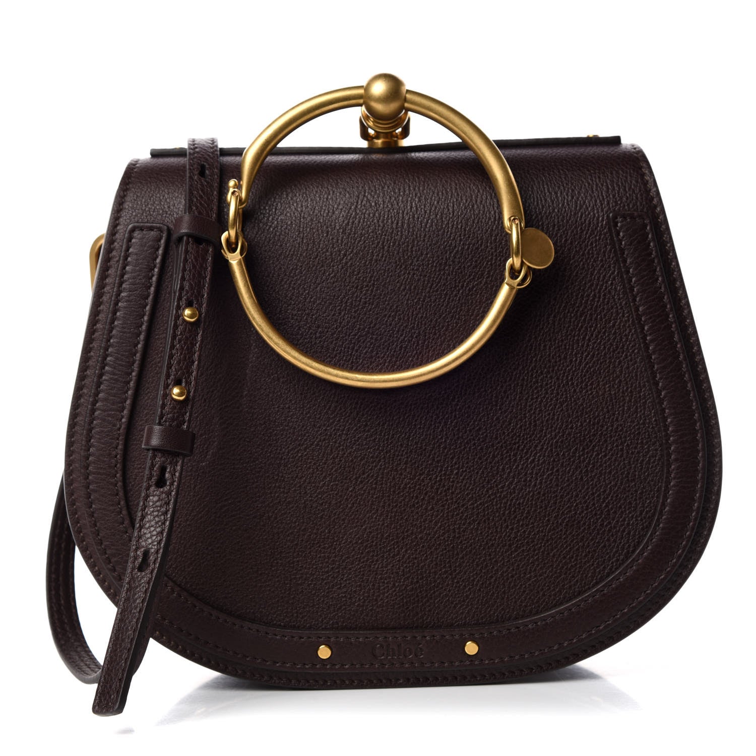 Chloe Calfskin Suede Medium Nile Bracelet Bag Carbon Brown 1 of 9