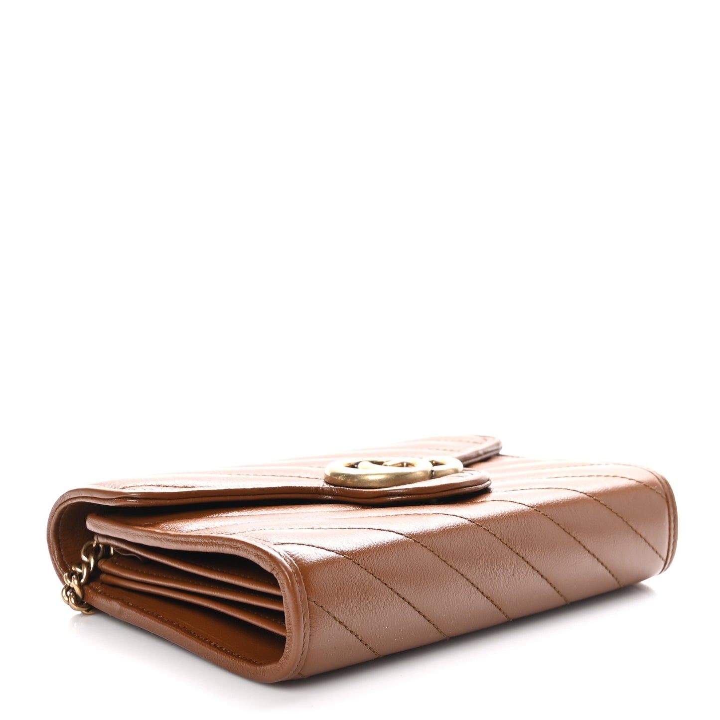 Azalea Calfskin Matelasse Diagonal GG Marmont Chain Wallet Cuir