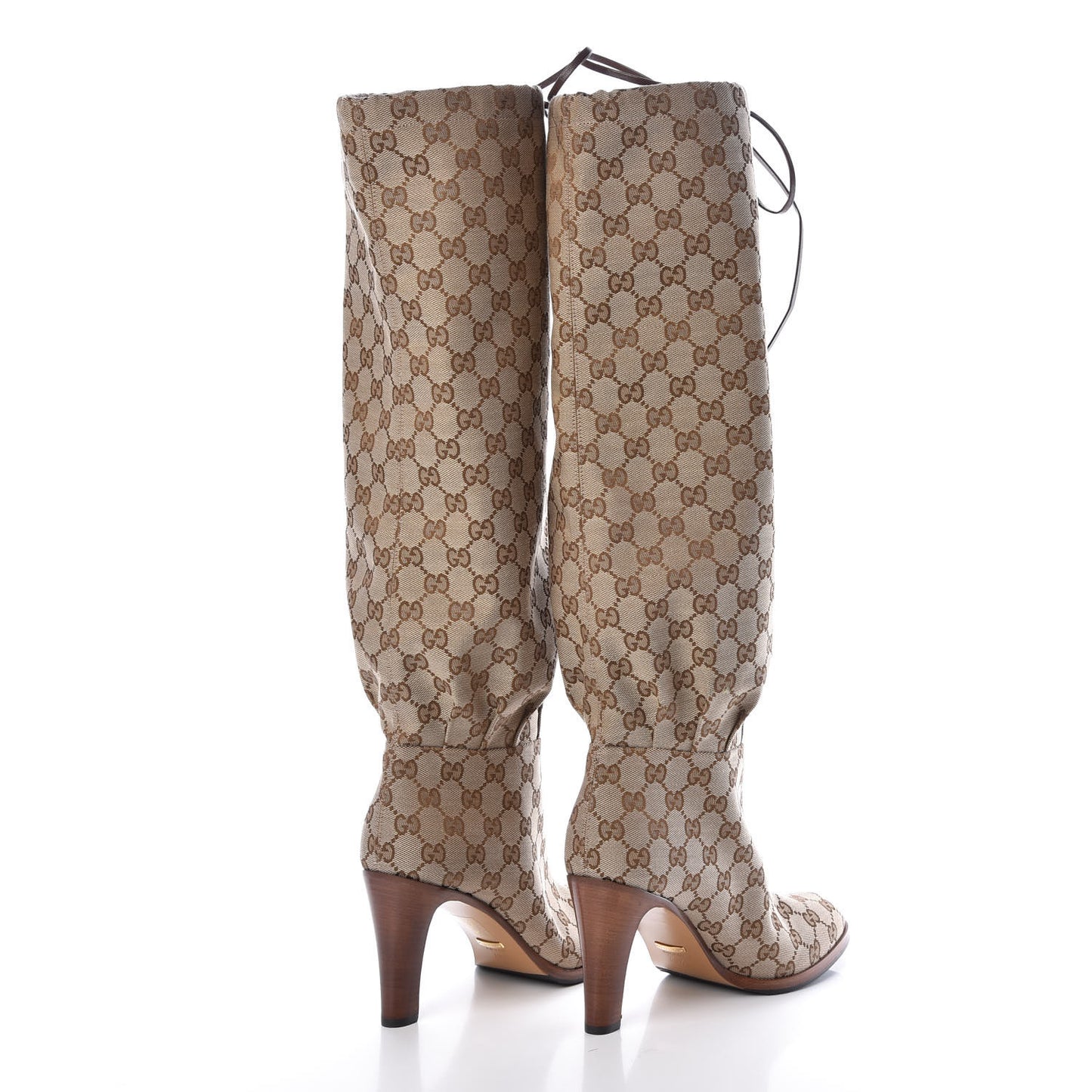 Monogram Over the Knee Boots 40.5 Beige Ebony