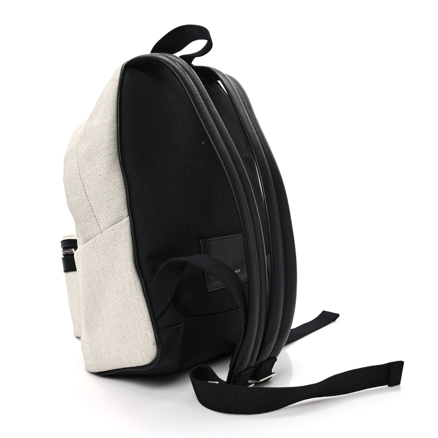 Saint Laurent Canvas Rive Gauche City Backpack White Black 3 of 8