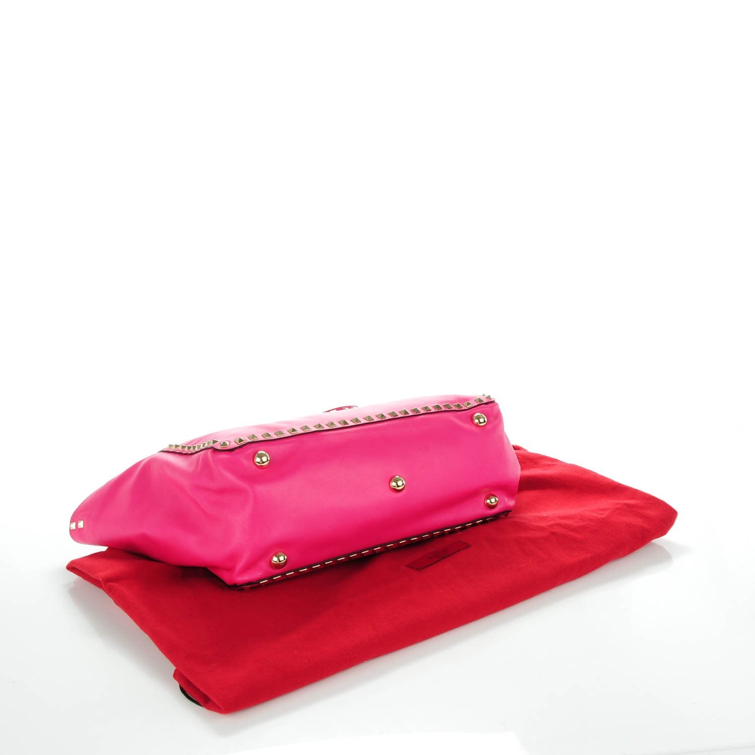 Valentino Garavani Vitello Medium Rockstud Tote Pop Fuxia 4 of 7