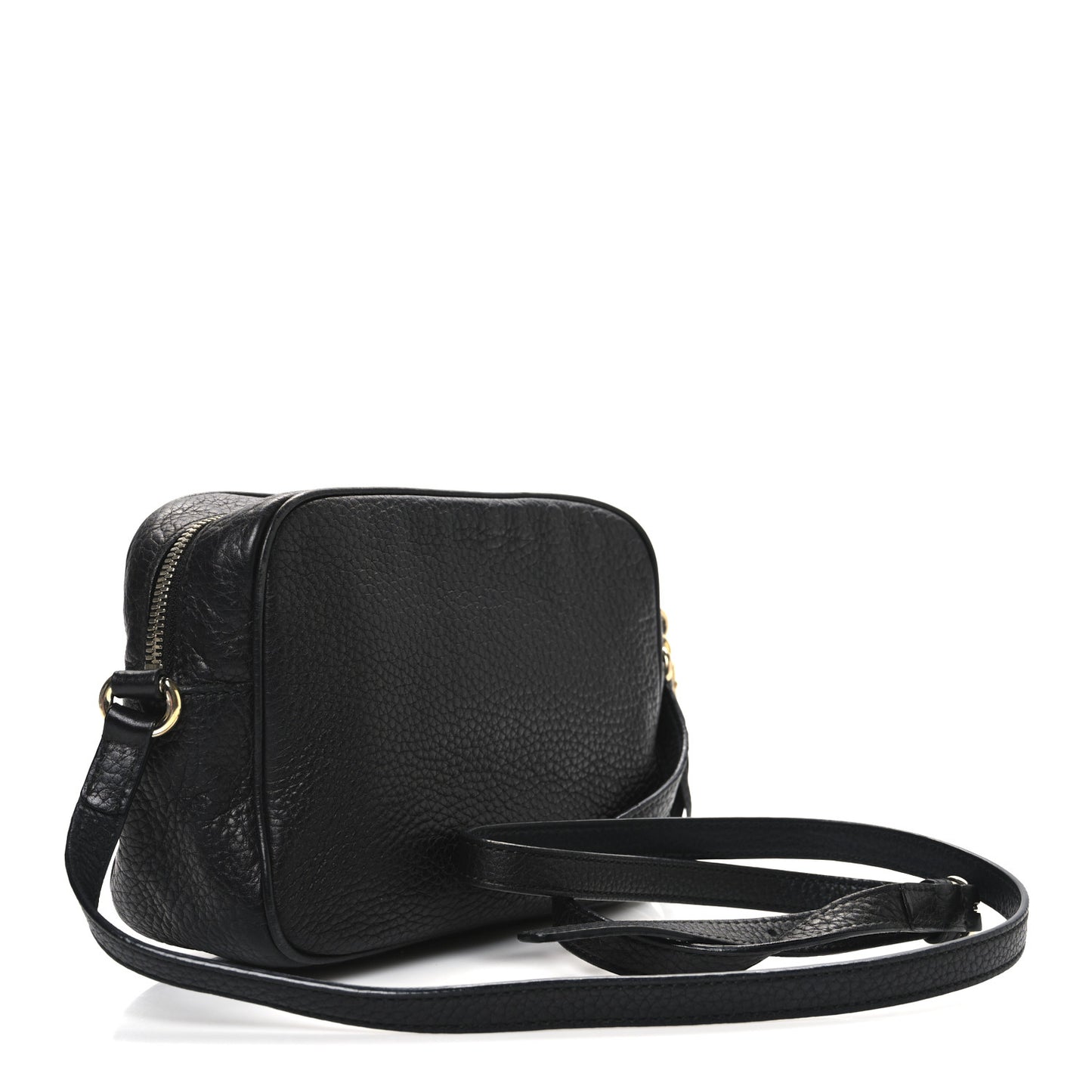 Pebbled Calfskin Small Soho Disco Bag Black