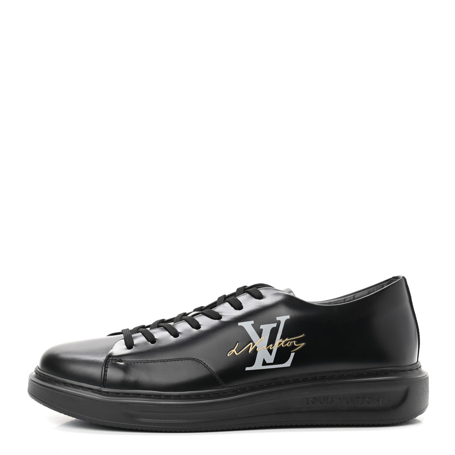 Louis Vuitton Calfskin Mens LV Beverly Hills Sneakers 10 Black 1 of 8