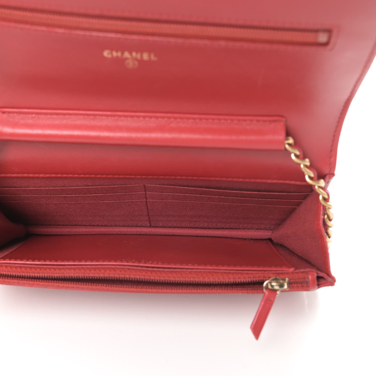 Chanel Lambskin Quilted Boy Wallet On Chain WOC Red 5 of 14