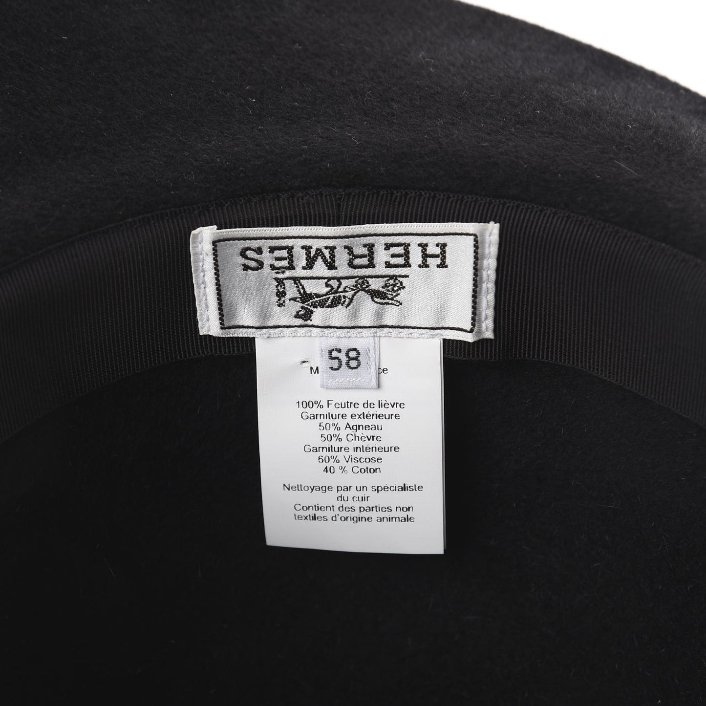 Felt Goatskin Lambskin Hat 58 Black