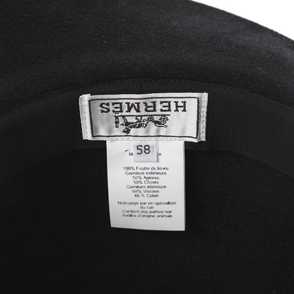 Hermes Felt Goatskin Lambskin Hat 58 Black 4 of 5