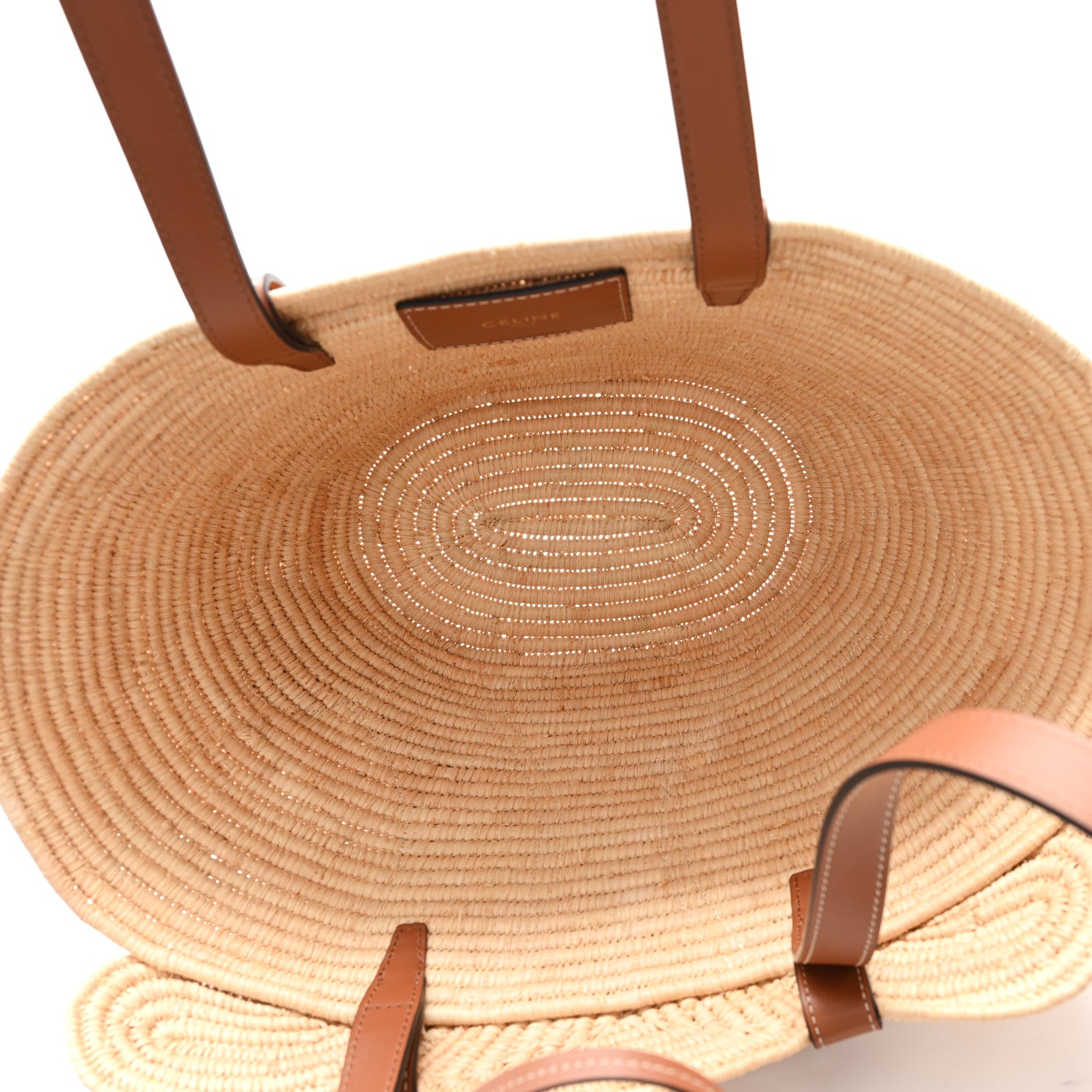 Celine Braided Raffia Calfskin Triomphe Small Panier Tan 6 of 12