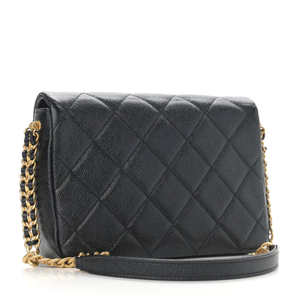 Chanel Shiny Caviar Quilted Small Chain Melody Flap Black 3 of 11