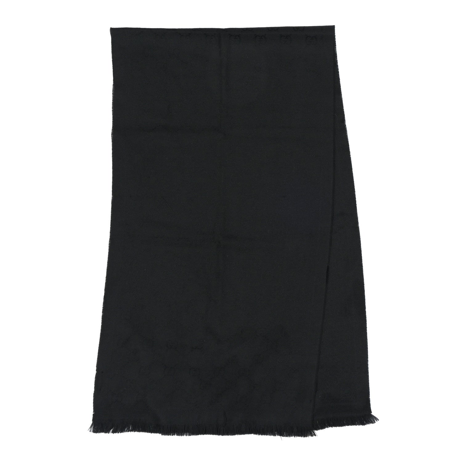 Gucci Wool GG Monogram Sten Fringe Scarf Black 2 of 4