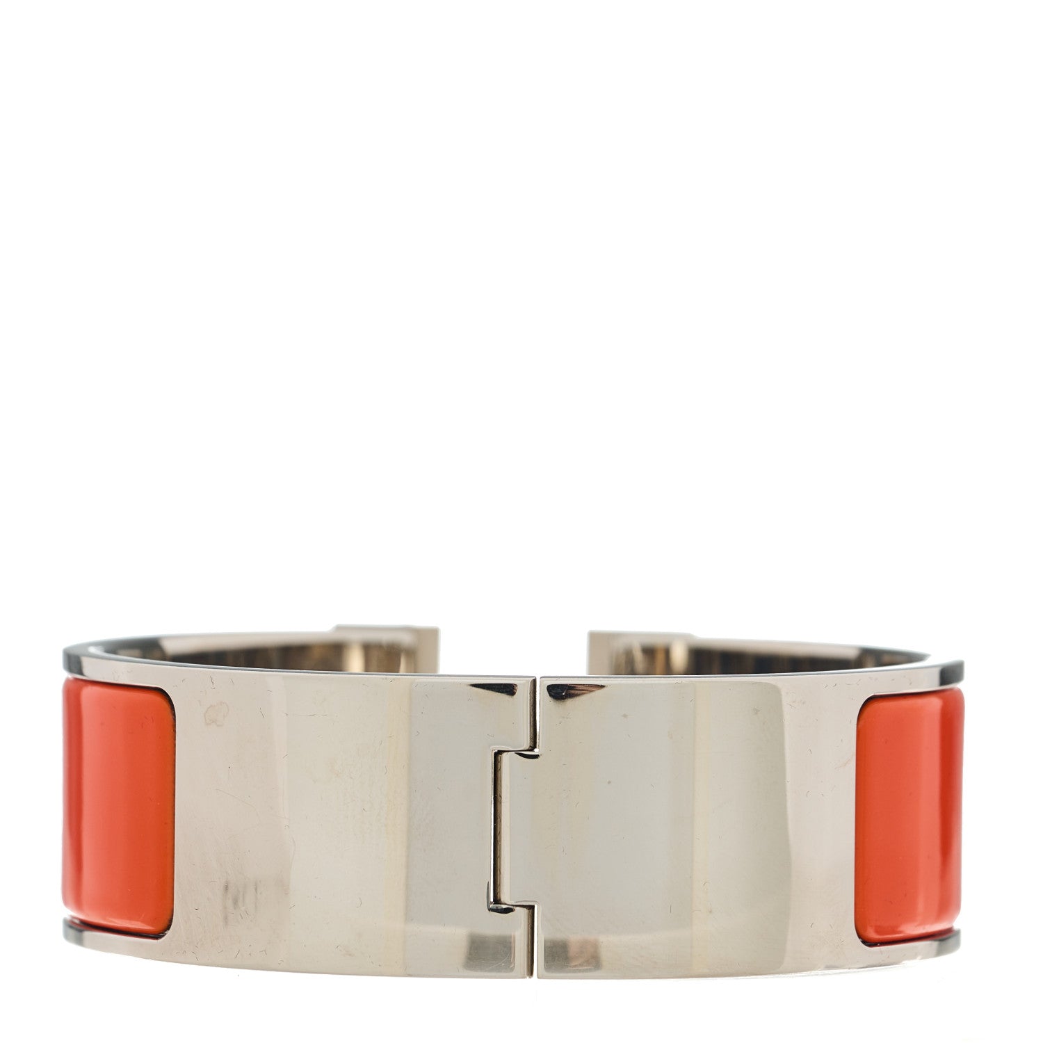 Hermes Enamel Wide Clic Clac H Bracelet GM Orange White 2 of 4