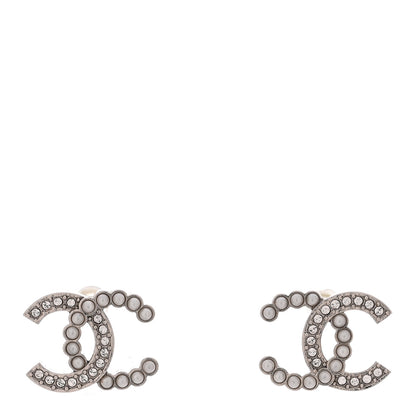 Chanel Crystal Pearl CC Earrings Silver 1 of 5