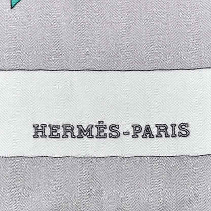 Hermes Cashmere Silk Rocabar Shawl 140 Menthol Gris White 3 of 4