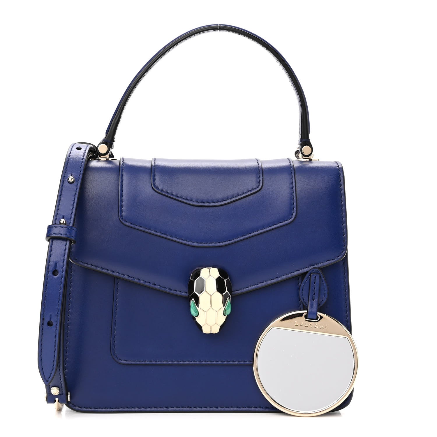 Bulgari Calfskin Serpenti Forever Top Handle Blue 1 of 9