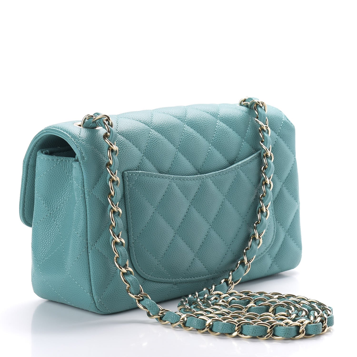 Chanel Caviar Quilted Mini Rectangular Flap Turquoise 3 of 9