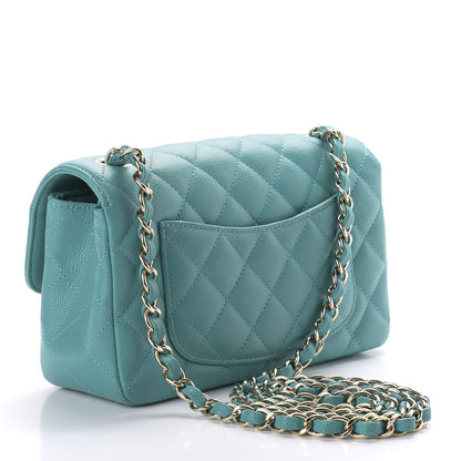 Chanel Caviar Quilted Mini Rectangular Flap Turquoise 3 of 9