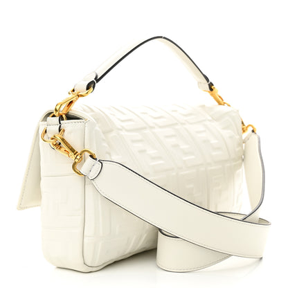 Fendi Nappa FF 1974 Embossed Large Baguette White 3 of 12