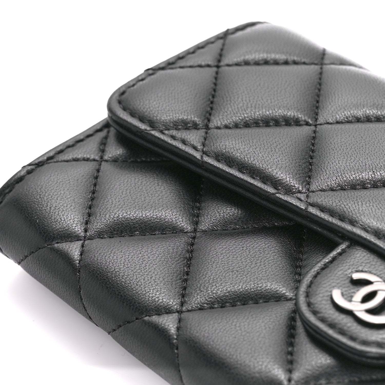 Chanel Lambskin Quilted Large Gusset Flap Wallet So Black 13 of 15