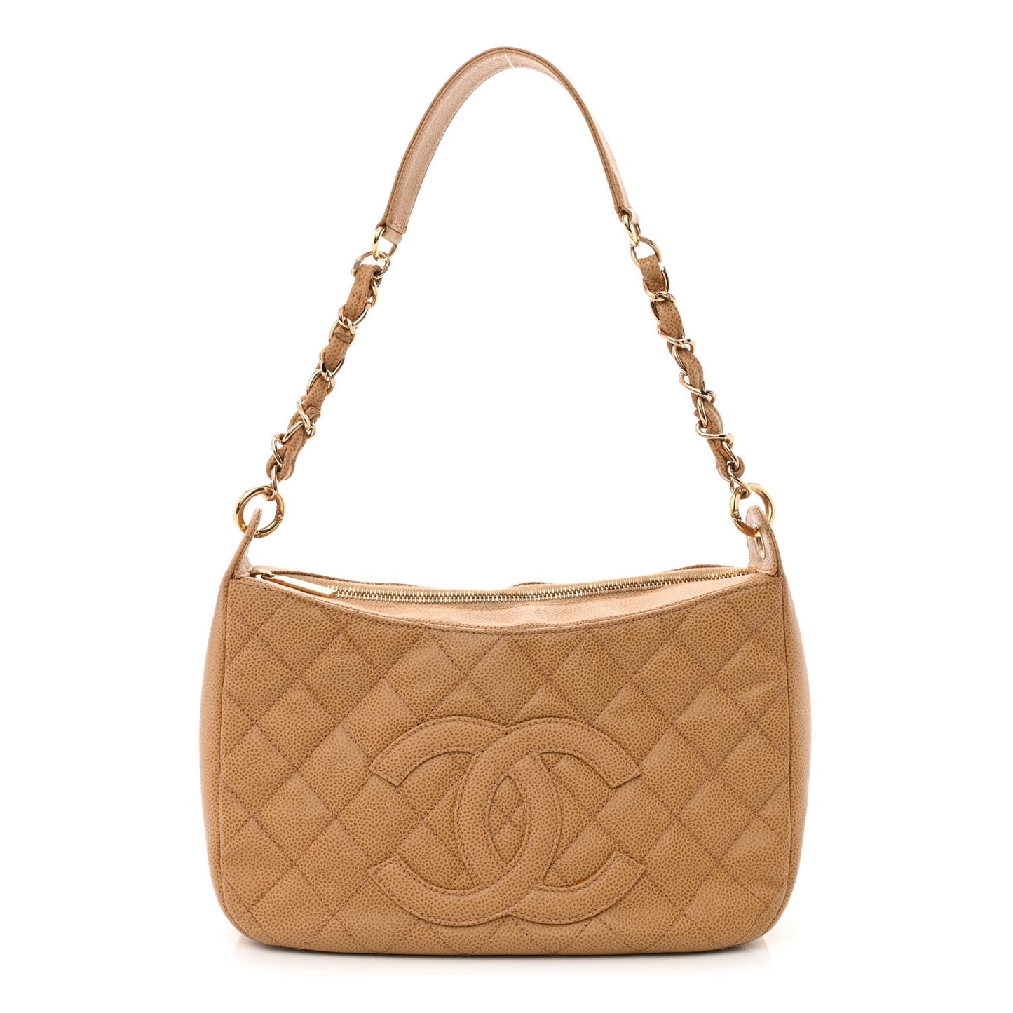 Caviar Quilted Timeless CC Shoulder Bag Beige