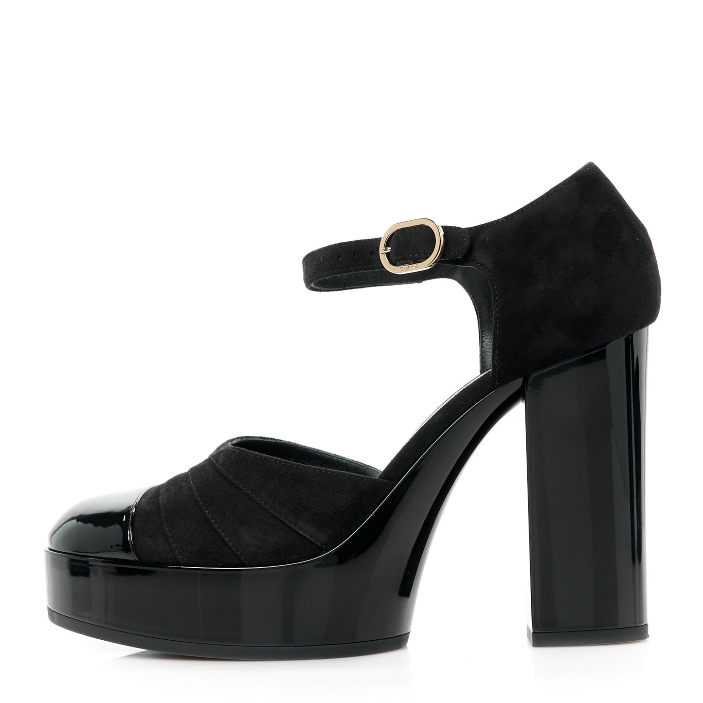 Patent Suede CC Platform Pumps 39.5 Black