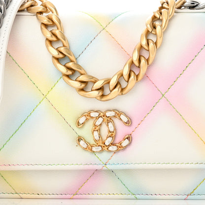Chanel Printed Goatskin Quilted Chanel 19 Wallet On Chain WOC White Multicolor 9 of 15