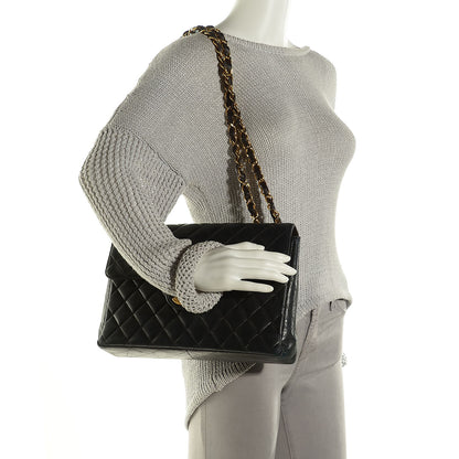 Chanel Lambskin Quilted Jumbo Flap Black 2 of 9