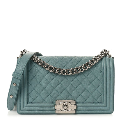 Chanel Caviar Quilted Medium Boy Flap Light Blue 1 of 9