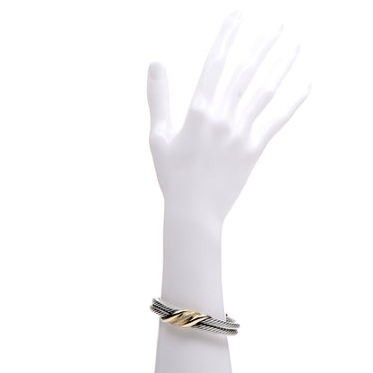 David Yurman Sterling Silver 14K Yellow Gold Double Cable Cuff 2 of 6