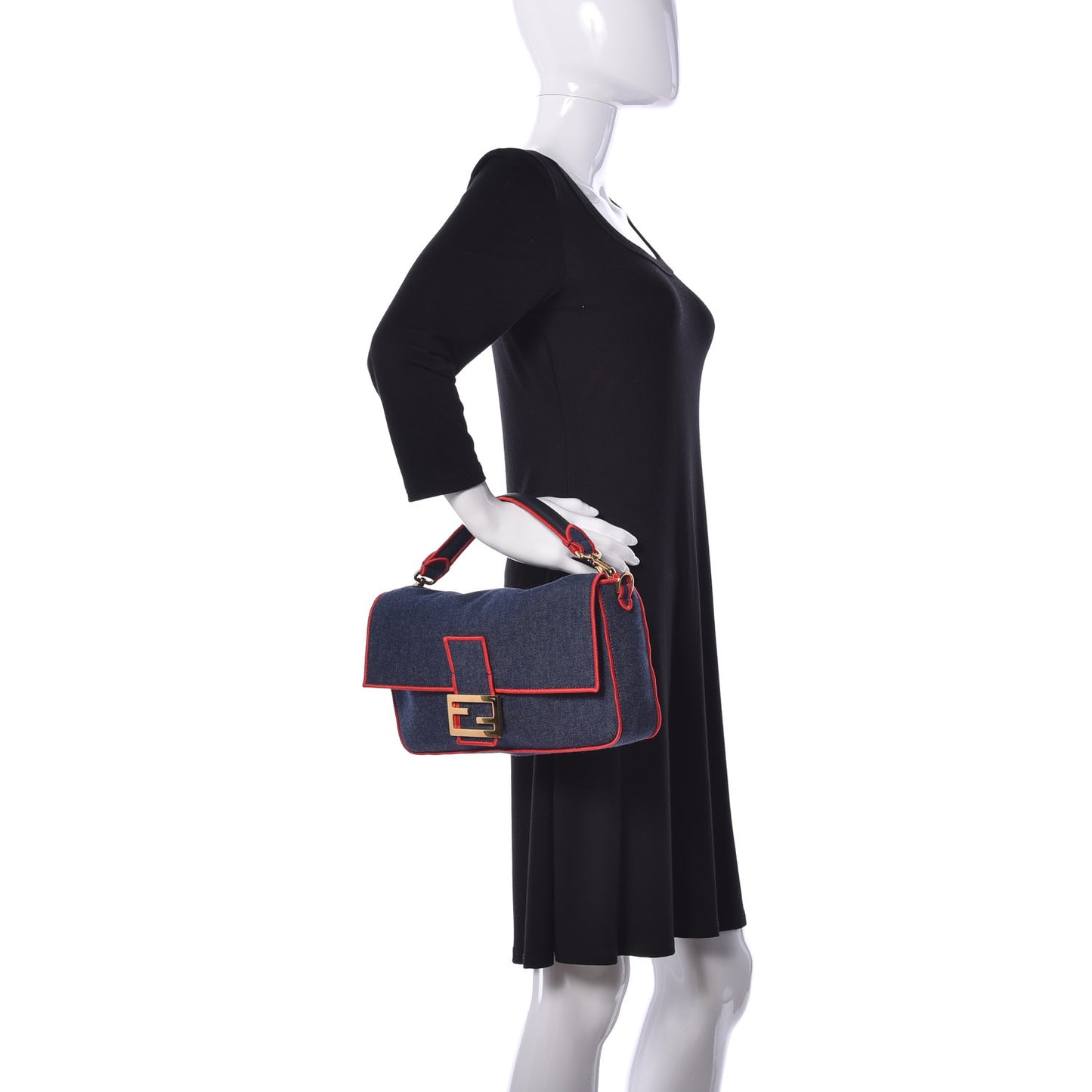 Denim Large Baguette Blue Rosso