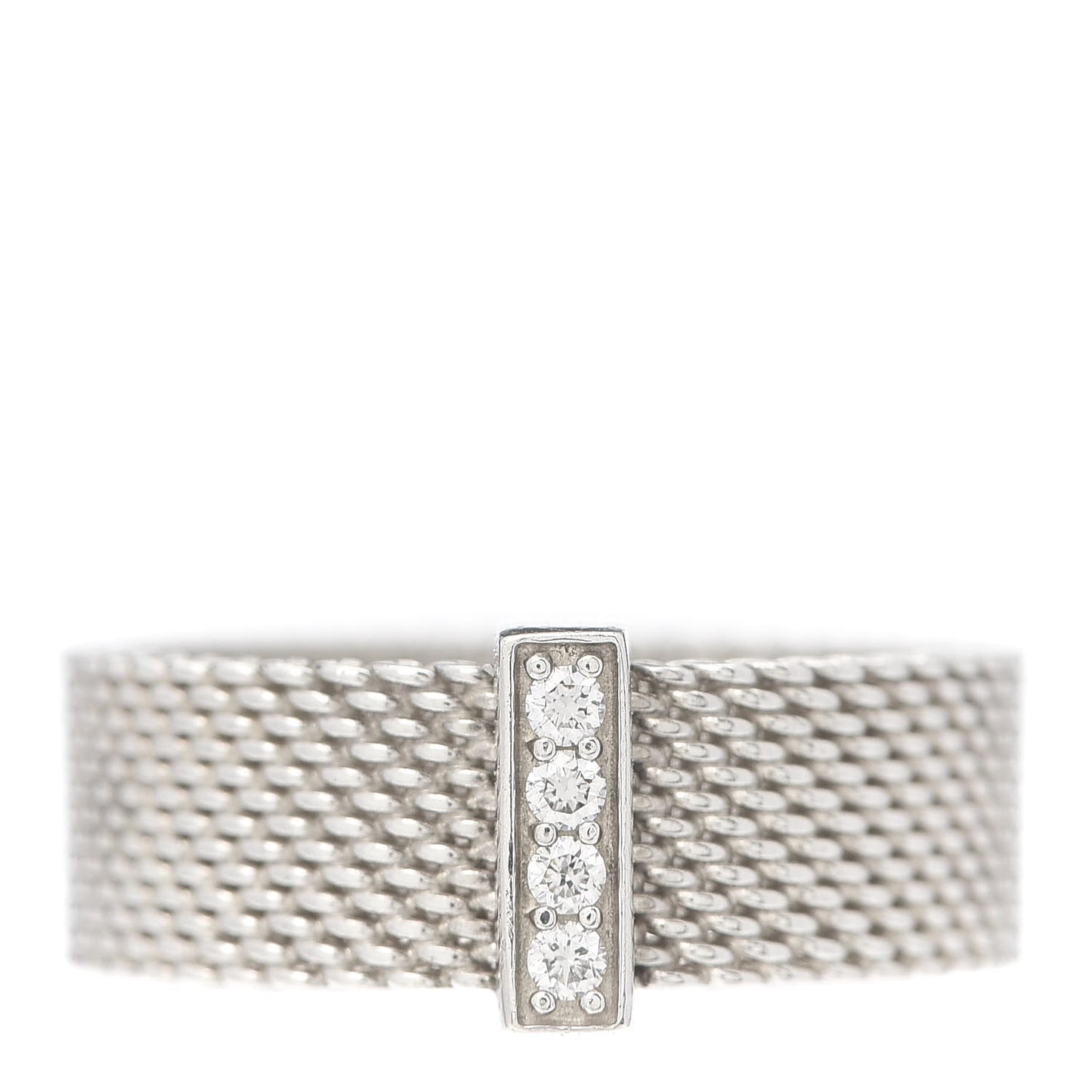 Sterling Silver Diamond Somerset Mesh Ring 53 6.5