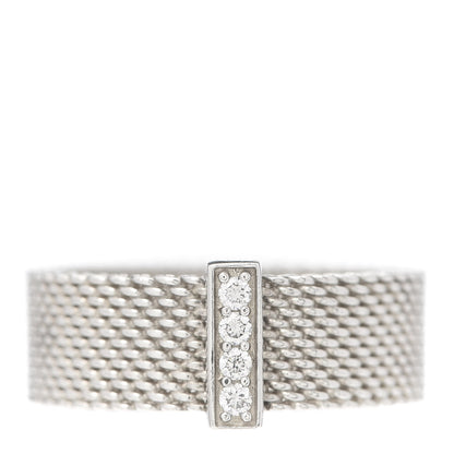 Tiffany Sterling Silver Diamond Somerset Mesh Ring 53 6.5 1 of 4