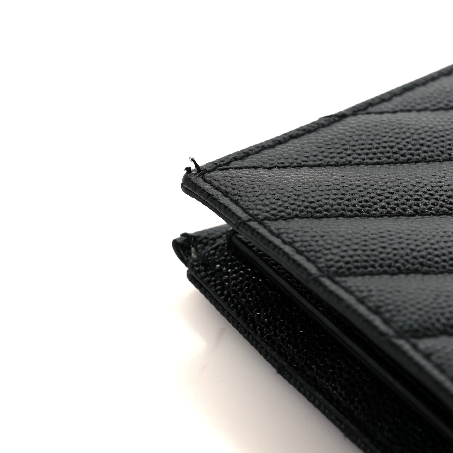 Saint Laurent Grain De Poudre Matelasse Chevron Monogram Zipped Two-Part Wallet Black 10 of 11