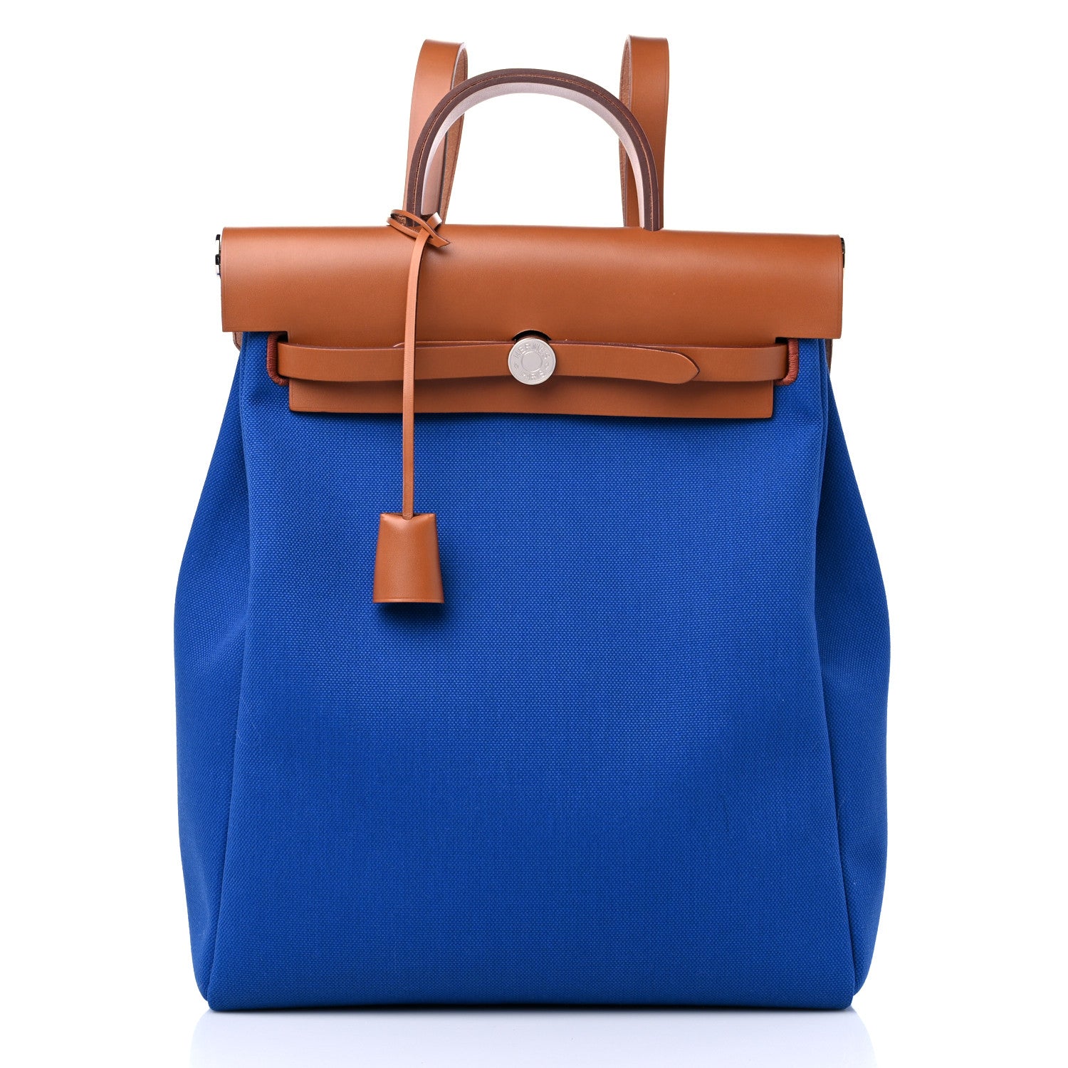 Hermes Military Toile Vache Hunter Herbag a Dos Zip Retourne Backpack Bleu France Fauve 3 of 12