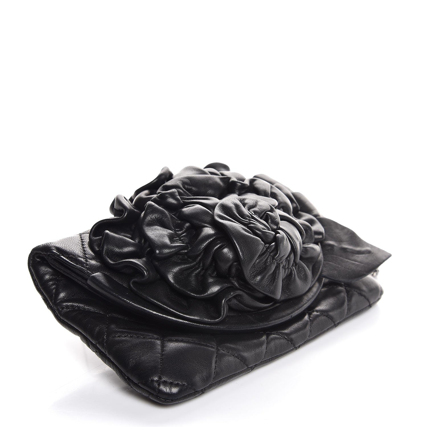 Chanel Lambskin Quilted Camellia Wristlet Black 4 of 7
