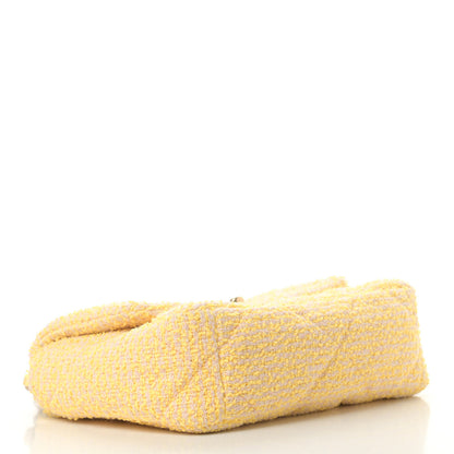 Chanel Tweed Quilted Medium Chanel 19 Flap Yellow Pink 4 of 11