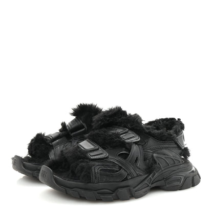 Balenciaga Faux Fur Rubber Mesh Womens Track Sandals 40 Black 4 of 9
