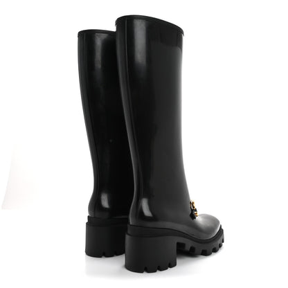 Gucci Rubber Horsebit Knee High Boots 37 Black 4 of 9
