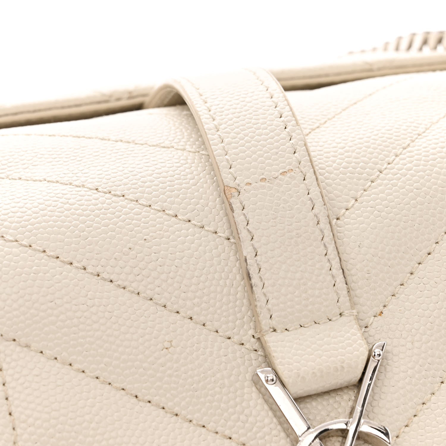 Saint Laurent Grain De Poudre Textured Mixed Matelasse Triquilt Small Monogram Satchel Crema Soft 12 of 12