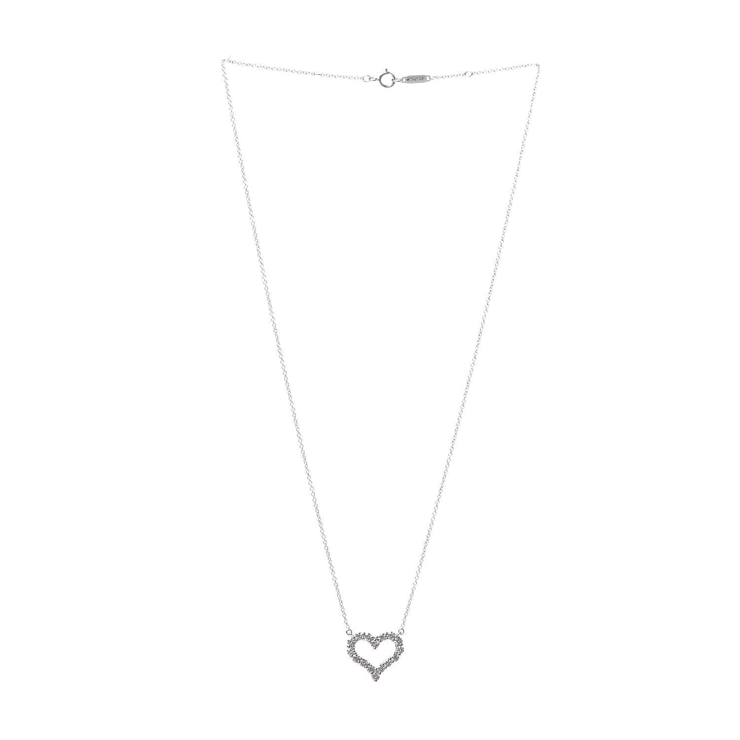 Tiffany Platinum Diamond Small Heart Pendant Necklace 3 of 6
