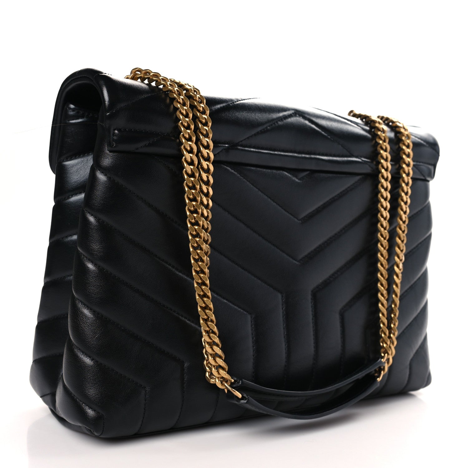 Saint Laurent Calfskin Y Quilted Monogram Medium Loulou Chain Satchel Black 3 of 9