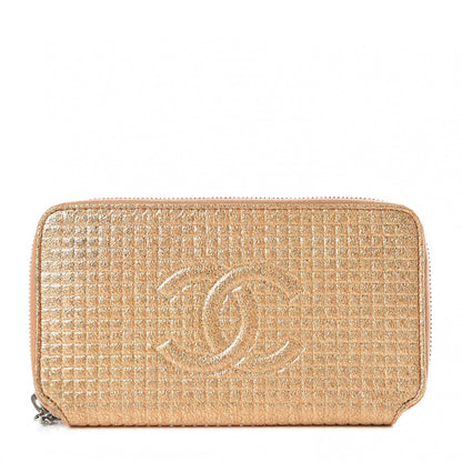 Chanel Patent Embossed CC Zip Around Wallet Gold 1 of 7