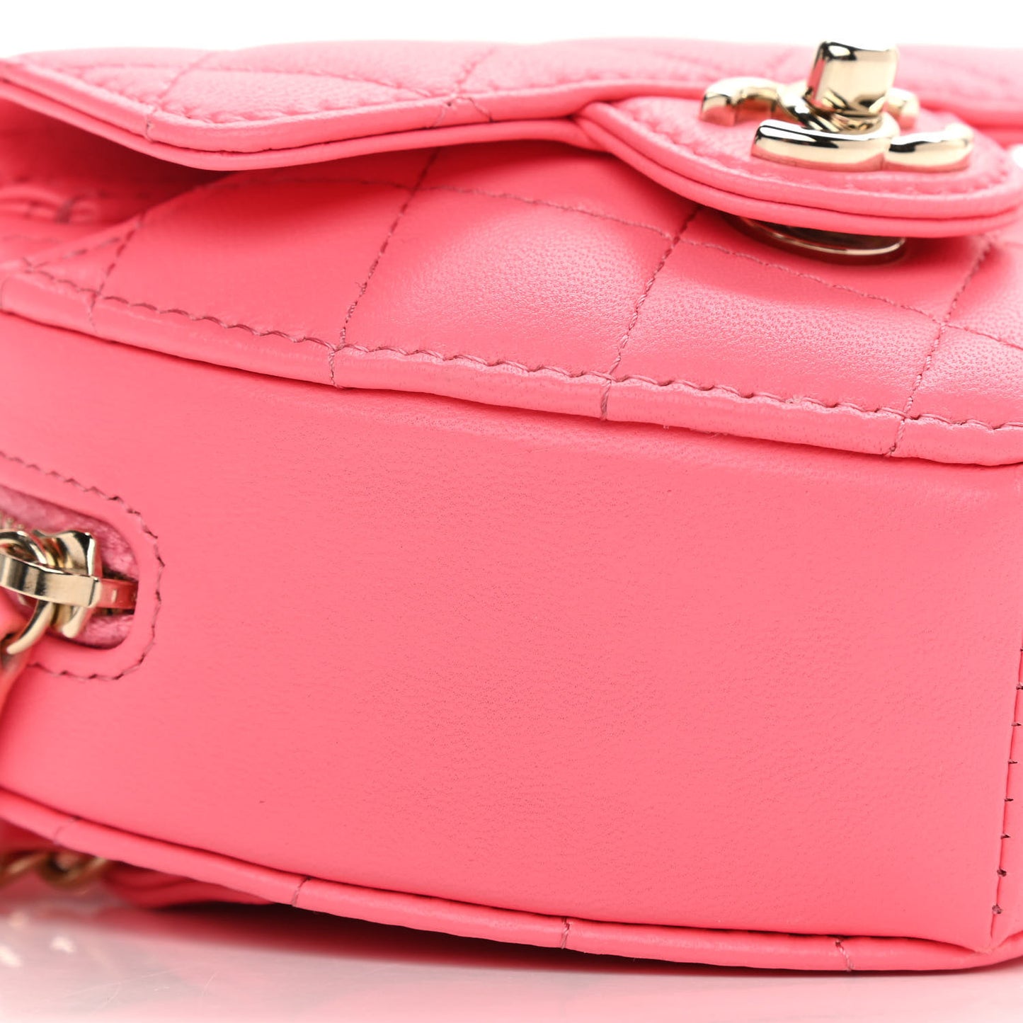 Lambskin Quilted CC In Love Heart Waist Belt Bag With Chain Pink