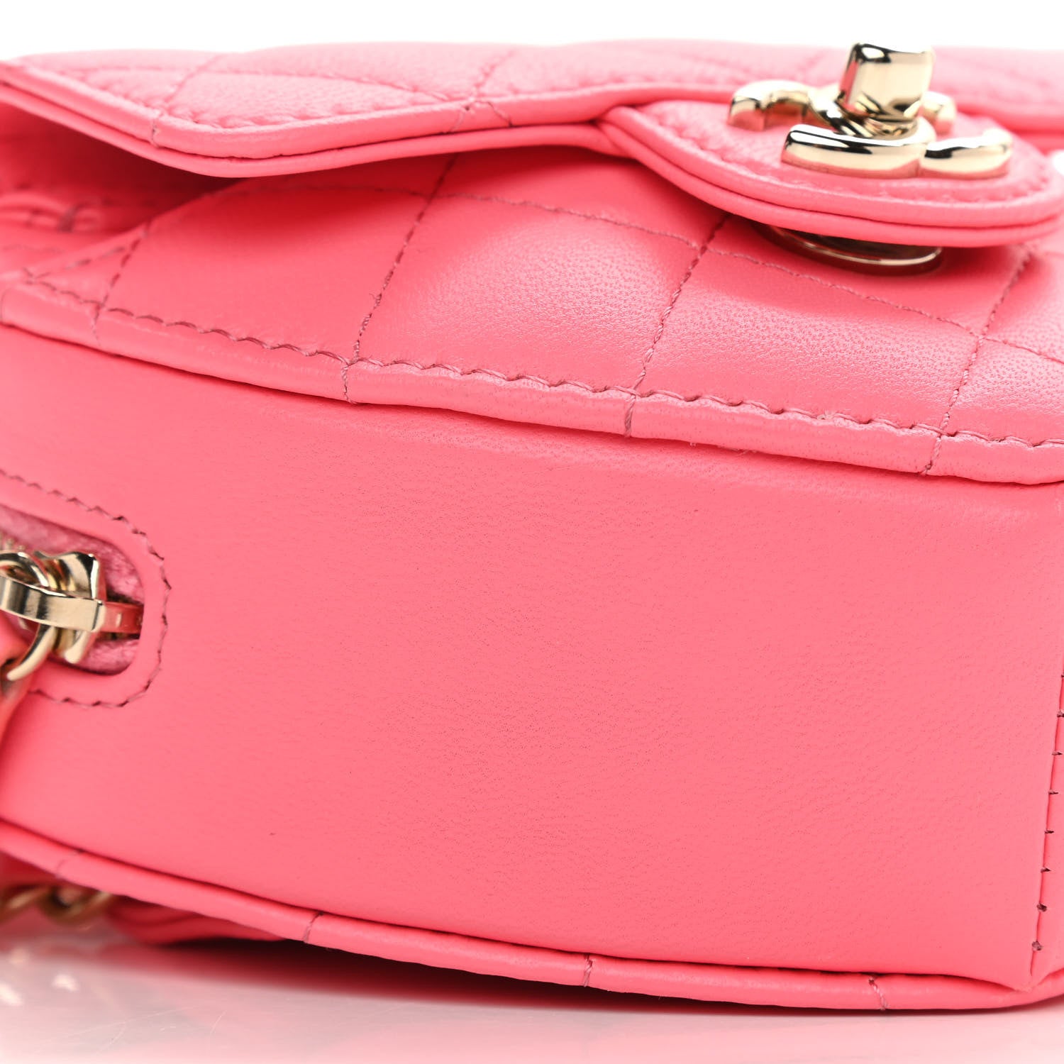 Chanel Lambskin Quilted CC In Love Heart Waist Belt Bag With Chain Pink 9 of 10